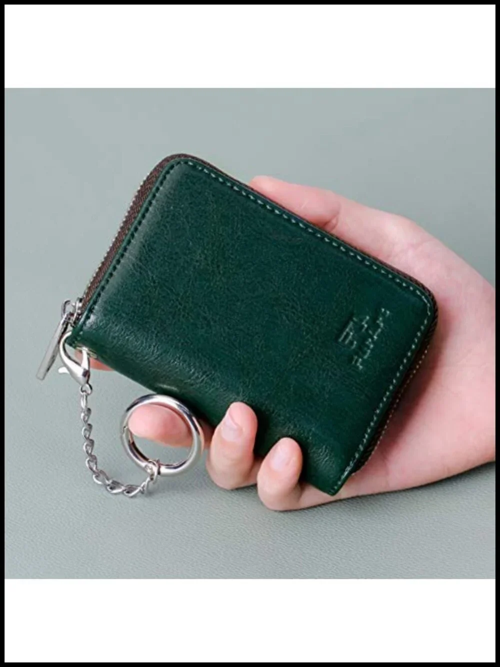 RFID Blocking Zipper Wallet with 16 Card Slots and Key Chain